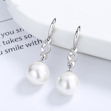 Load image into Gallery viewer, Sterling Silver Earrings for Women with CZ and Fidelma Pearls