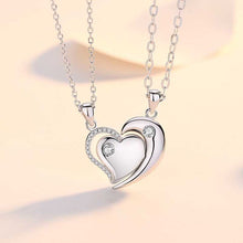 Load image into Gallery viewer, Sterling Silver Heart to Heart Magnetic CZ Couple Necklace