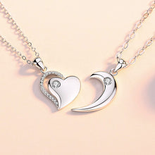 Load image into Gallery viewer, Sterling Silver Heart to Heart Magnetic CZ Couple Necklace
