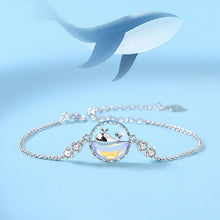 Load image into Gallery viewer, Sterling Silver Bracelet for Women with CZ and Aurora Borealis Crystal Cute Whale Pendant