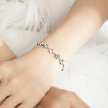 Load image into Gallery viewer, Sterling Silver Bracelet for Women with Rhodium-plated CZ Four Leaf Clover Pendant