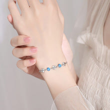 Load image into Gallery viewer, Sterling Silver Bracelet for Women with Rhodium-plated CZ Four Leaf Clover Pendant