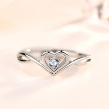 Load image into Gallery viewer, 18k Gold-plated Sterling Silver Ring for Women with CZ Heart Pendant