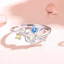 Load image into Gallery viewer, Sterling Silver Ring for Women with CZ Butterfly Pendant