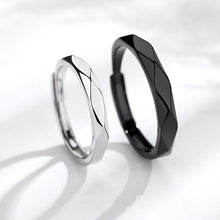 Load image into Gallery viewer, Black and White Sterling Silver Couple Ring -MTN-399421